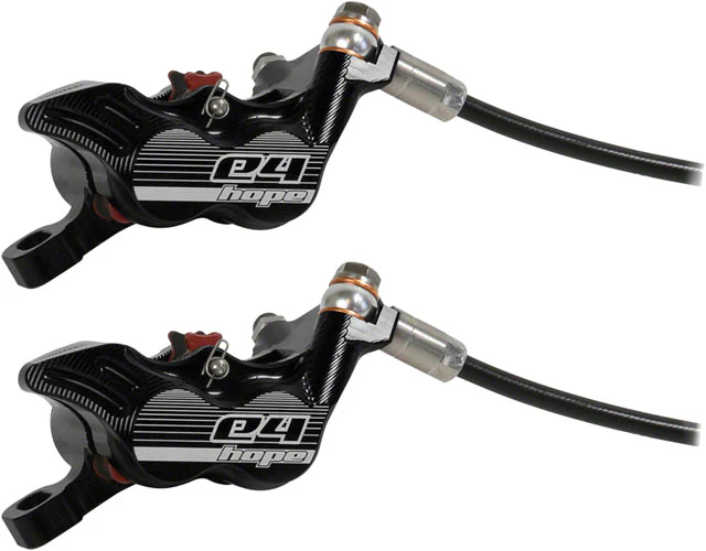 Hope Tech 3 E4 Duo Disc Brake and Lever - Front and Rear, Hydraulic, Post Mount, Black - Image 5
