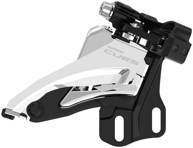 Shimano CUES FD-U4000-E Front Derailleur - 9/10-Speed, Double, Side Swing, E-Type Mount, 36/40t Max, Black/Silver