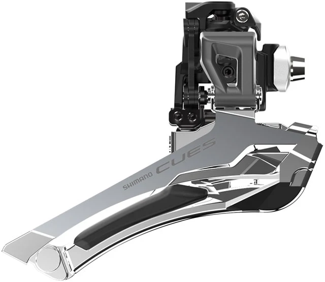 Shimano CUES FD-U6030-F Front Derailleur - 9/10-Speed, Double, Down-Swing, Braze-On, 46/50t Max, Black/Silver