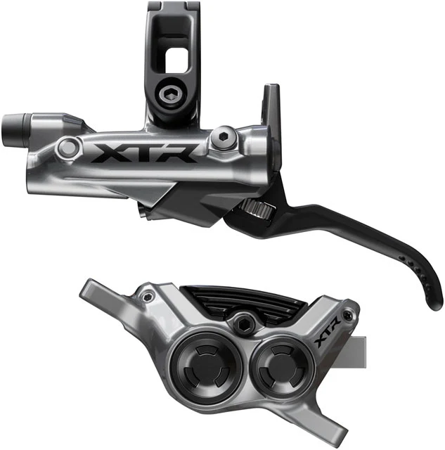 Shimano XTR M9220 Enduro Disc Brake and Lever - Left/Front, Post Mount, 4-Piston Caliper, SM-BH90-SBM Hose, Finned Metal Pads, Gray - Image 2